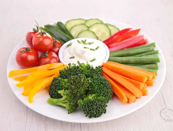 Vegetable stick and dip — Stock Photo, Image