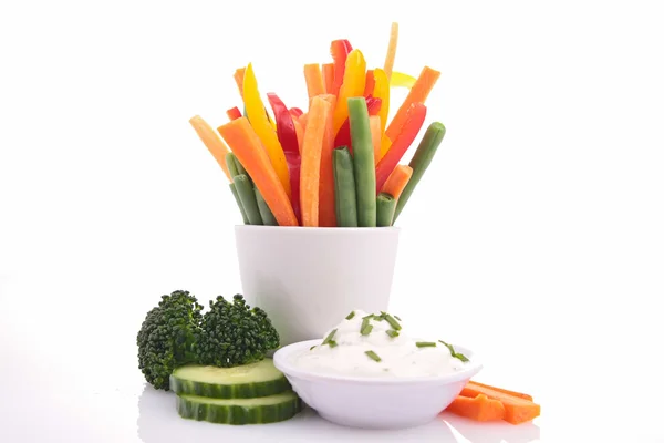 Vegetable stick and dip — Stock Photo, Image