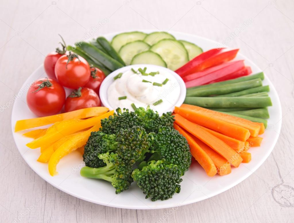 Vegetable stick and dip — Stock Photo © studioM #24972229