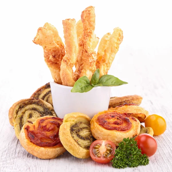 Assortment of puff pastries appetizer — Stock Photo, Image