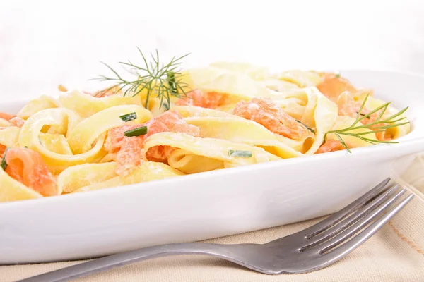 Pasta con salmón — Foto de Stock