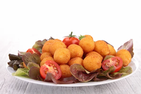 Fried potato ball with salad — Stock Photo, Image