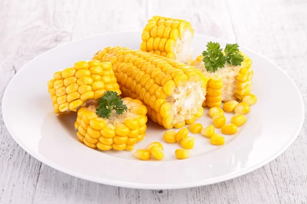 Two corn on plate — Stock Photo, Image