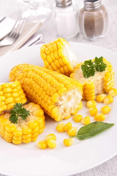 Two corn on plate — Stock Photo, Image