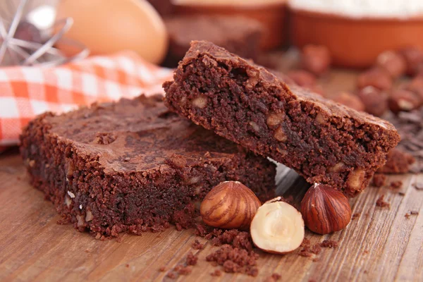 Brownies e ingredientes — Fotografia de Stock