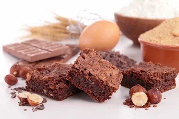 Brownies e ingredientes — Fotografia de Stock