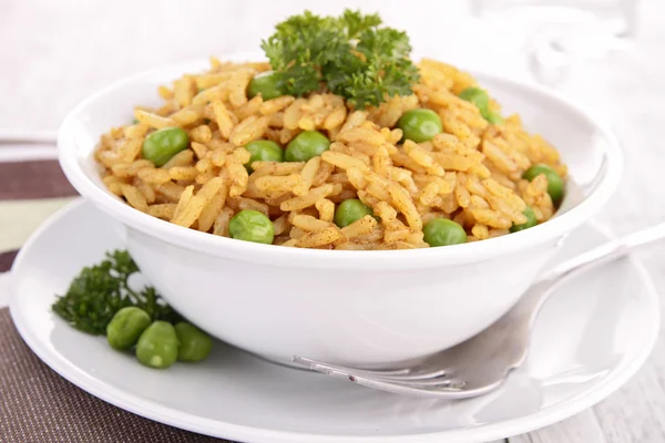 Bowl of rice and pea — Stock Photo, Image