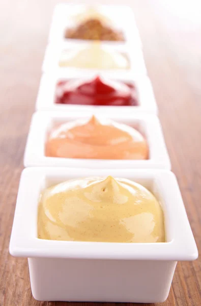 Mayonnaise,ketchup,mustard and other sauce — Stock Photo, Image