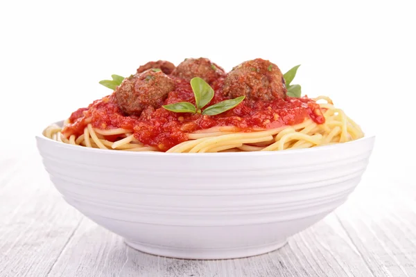 Spaghetti with tomato sauce and meatballs — Stock Photo, Image