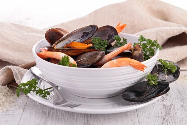 Bowl of crustacean soup — Stock Photo, Image