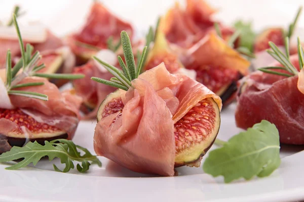 Előétel-, füge- és prosciutto sonka — Stock Fotó