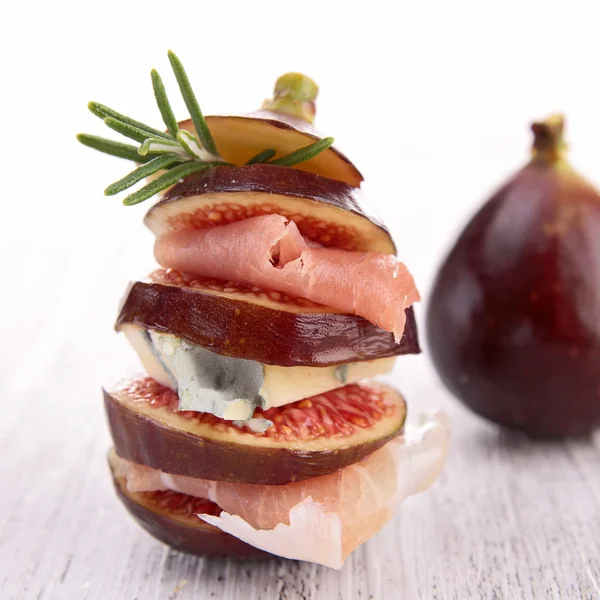Fig, kaas en ham — Stockfoto