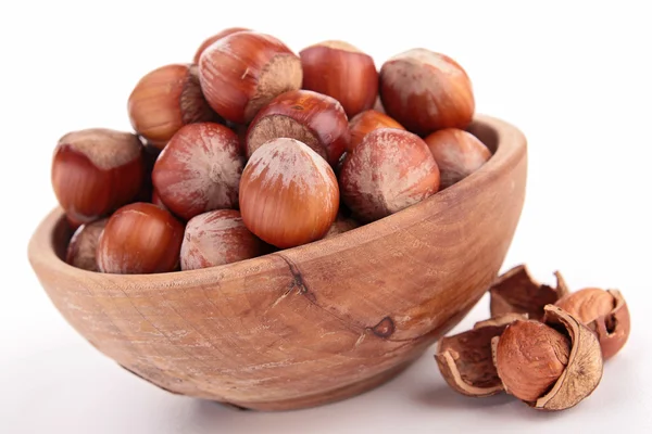 Bowl with hazelnuts — Stock Photo, Image