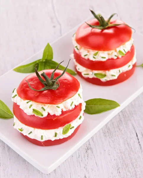 Appetizer, tomato and cheese — Stock Photo, Image