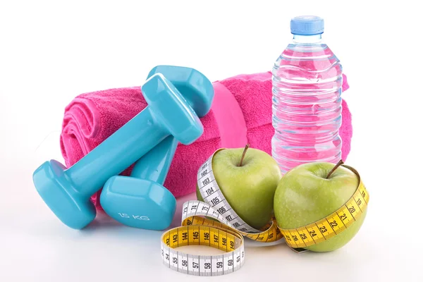 Dieting food and fitness equipment — Stock Photo, Image