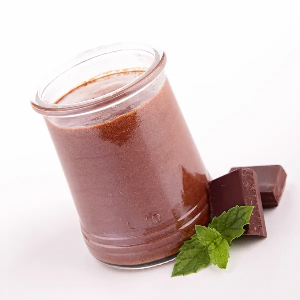 Mousse de chocolate e ingrediente — Fotografia de Stock
