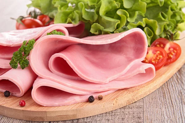 Plate of sliced pork ham — Stock Photo, Image