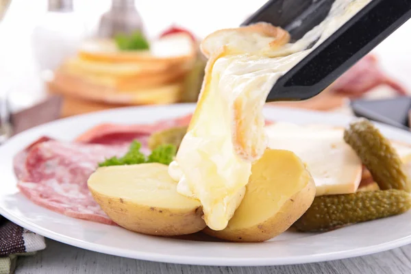 Raclette pan, fondue — Stockfoto