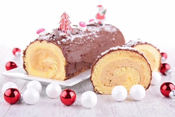 Christmas cake, swiss roll — Stock Photo, Image