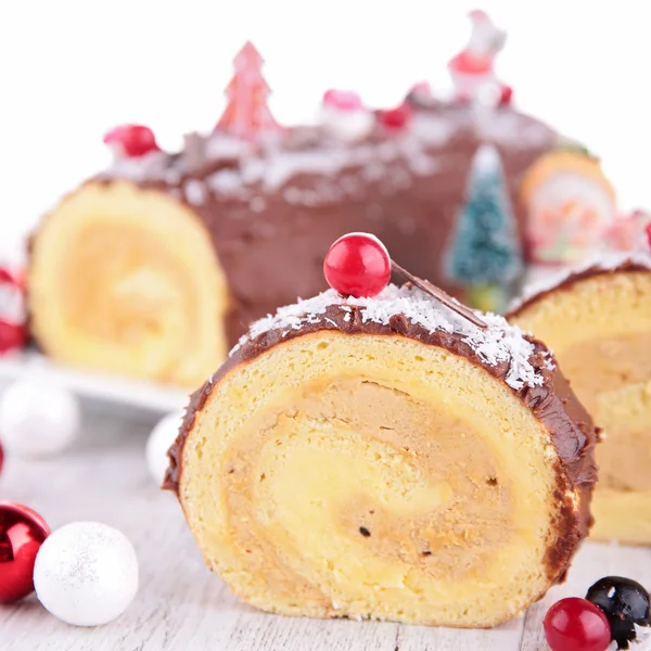 Yule log, İsviçre rulo — Stok fotoğraf