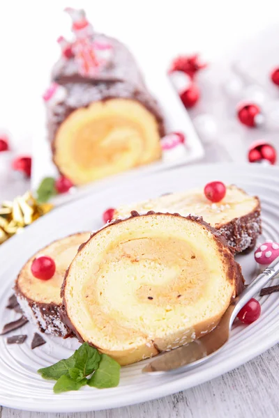 Yule log, švýcarská roll — Stock fotografie