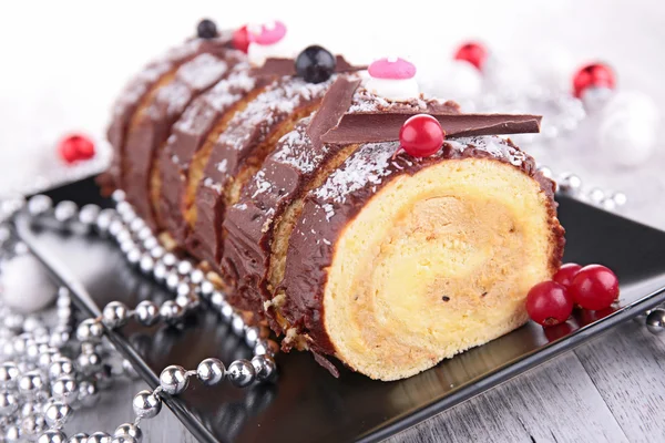 Yule log, swiss roll — Stockfoto