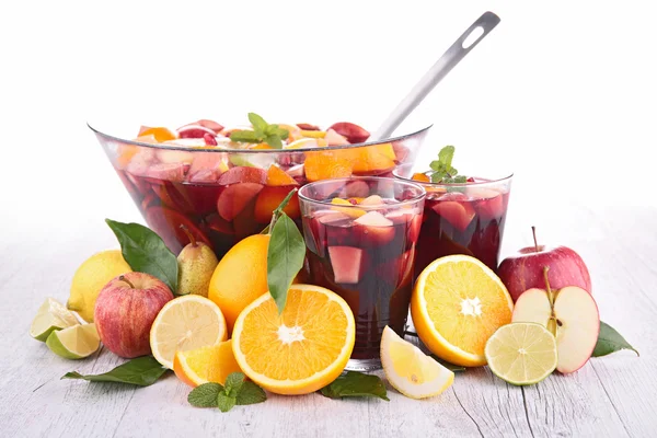 Sangria z owocami, punch — Zdjęcie stockowe