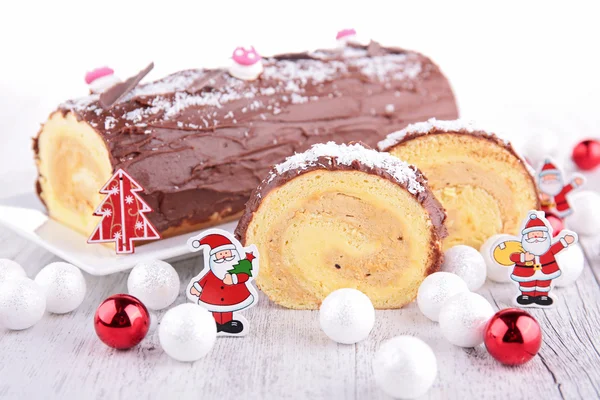 Kerstmis gebak, yule log — Stockfoto