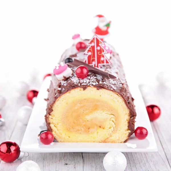 Pastelaria de Natal, Yule log — Fotografia de Stock