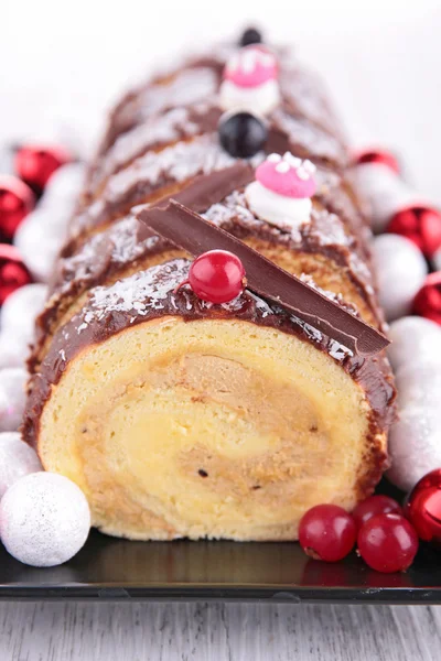 Kerstmis gebak, yule log — Stockfoto