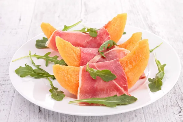 Melon and prosciutto ham — Stock Photo, Image