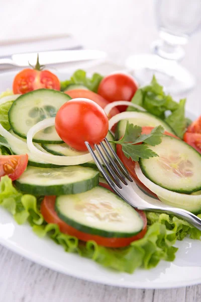 Salad with tomato and cucumber — Stock Photo, Image