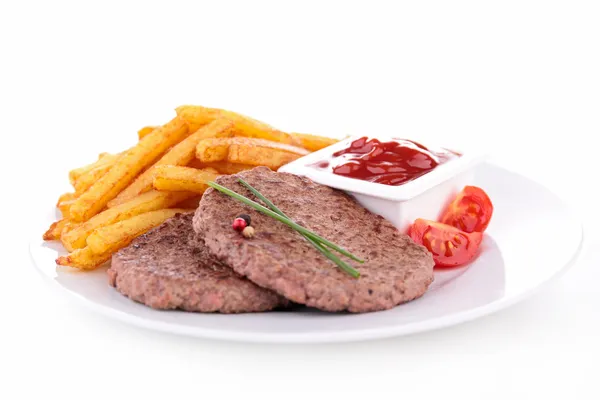 Franse frietjes en biefstuk — Stockfoto