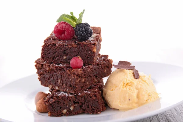 Brownies and icecream — Stock Photo, Image