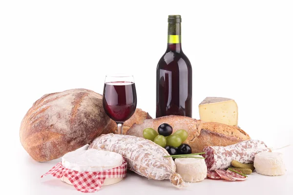 Käse, Brot und Wein — Stockfoto