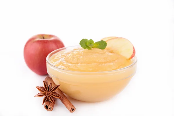 Bowl of apple sauce — Stock Photo, Image