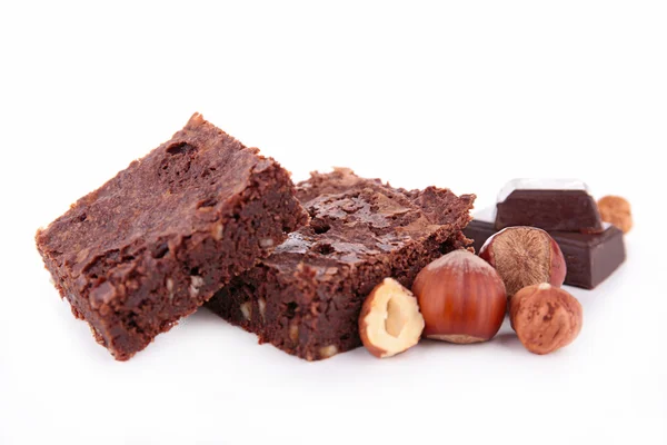Brownies and nuts — Stock Photo, Image