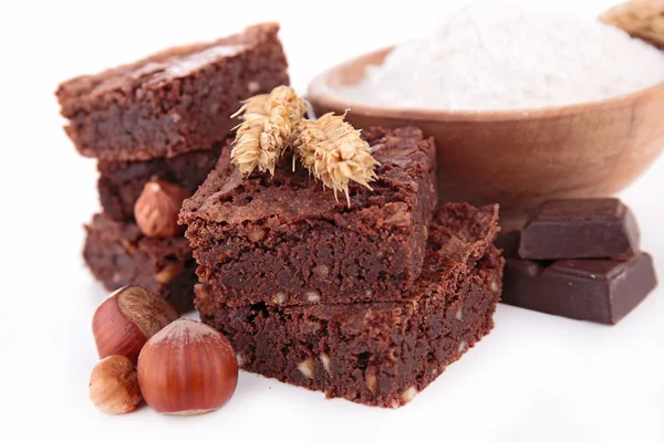 Brownies und Zutaten — Stockfoto