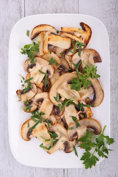 Grilled mushroom and parsley — Stock Photo, Image