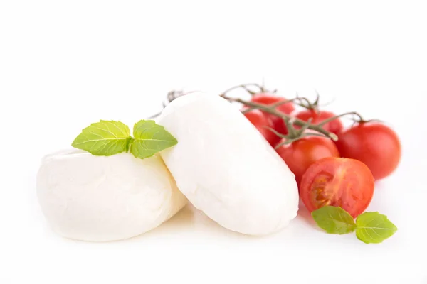 Mozzarella with tomato and basil — Stock Photo, Image