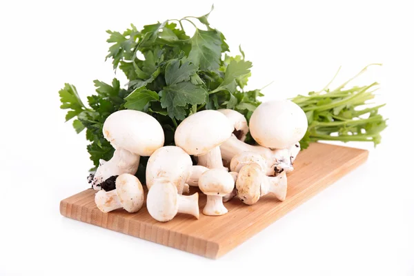 Raw mushroom and parsley — Stock Photo, Image