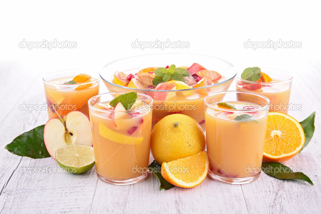 Fruit salad and juice — Stock Photo © studioM 44764311