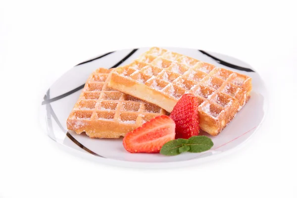 Waffle and strawberry — Stock Photo, Image