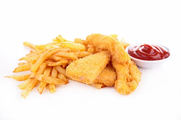 French fries and fried nuggets — Stock Photo, Image