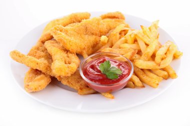 Kızarmış tavuk ve patates kızartması