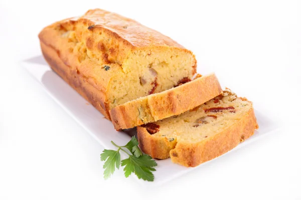 Olive cake and salad — Stock Photo, Image