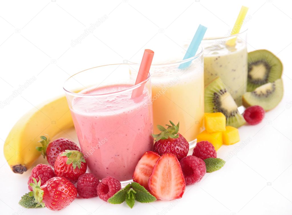 Assortment of fruit smoothie