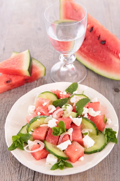 Watermelon,feta cheese and cucumber — Stock Photo, Image