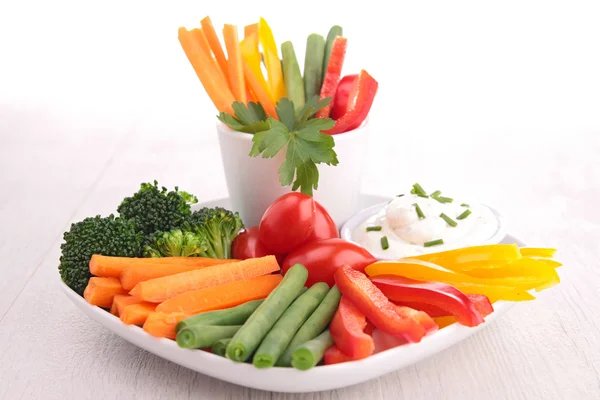 Vegetable stick and dip — Stock Photo, Image