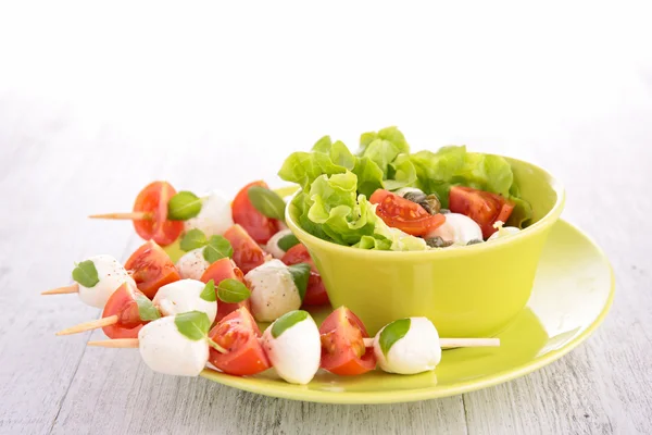 Mozzarella, tomato and basil — Stock Photo, Image